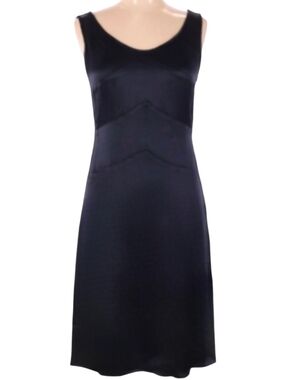 DKNY Dark Midnight Blue Black Designer Midi Dress Y2K Silky Donna Karan Size 4